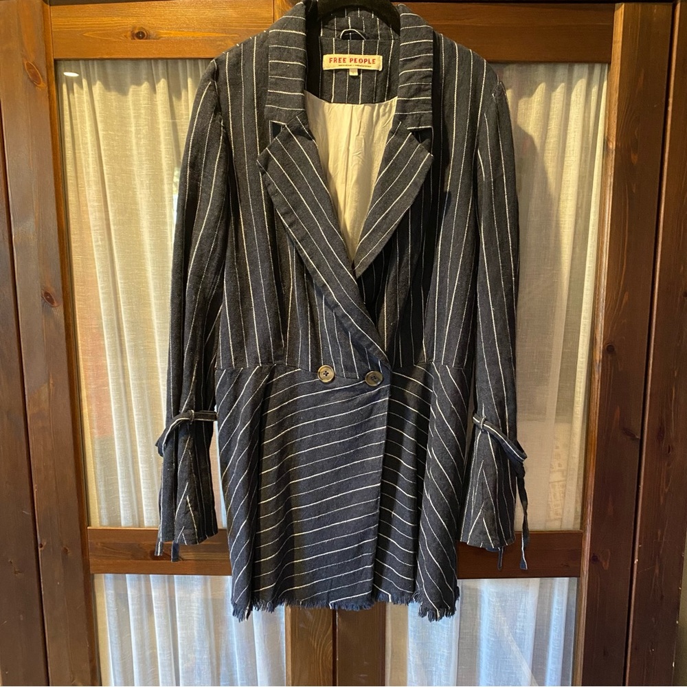 Like new free people blue striped blazer